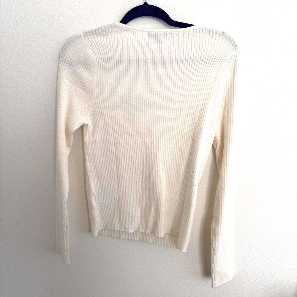 NWT | White Ribbed Sweetheart Sweater - Picture 3 of 4